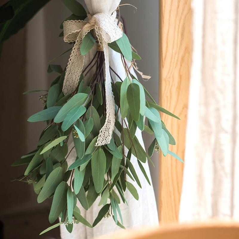 Artificial Green Eucalyptus Stem, Three Leaf Shapes