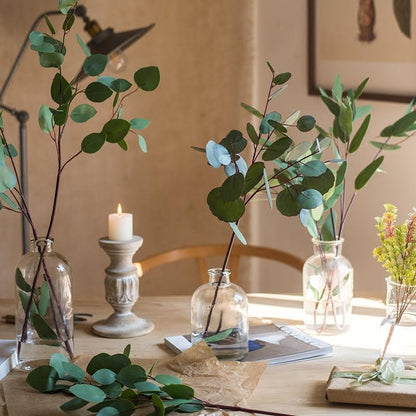 Artificial Green Eucalyptus Stem, Three Leaf Shapes
