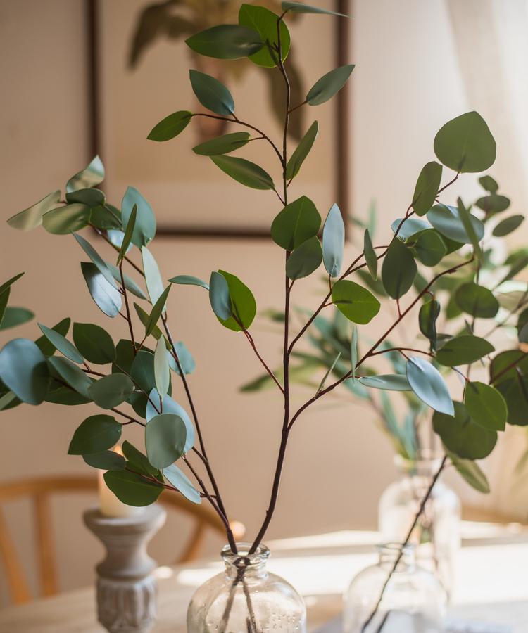 Artificial Green Eucalyptus Stem, Three Leaf Shapes