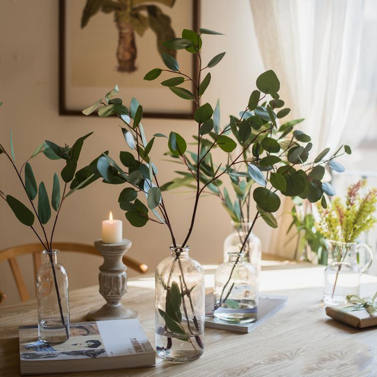 Artificial Green Eucalyptus Stem, Three Leaf Shapes