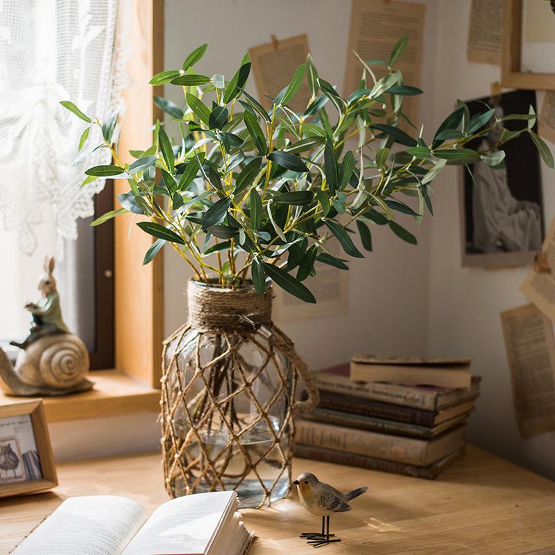 Artificial Green Olive Leaf Stem