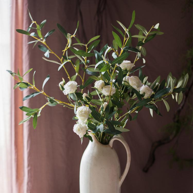 Artificial Green Olive Leaf Stem