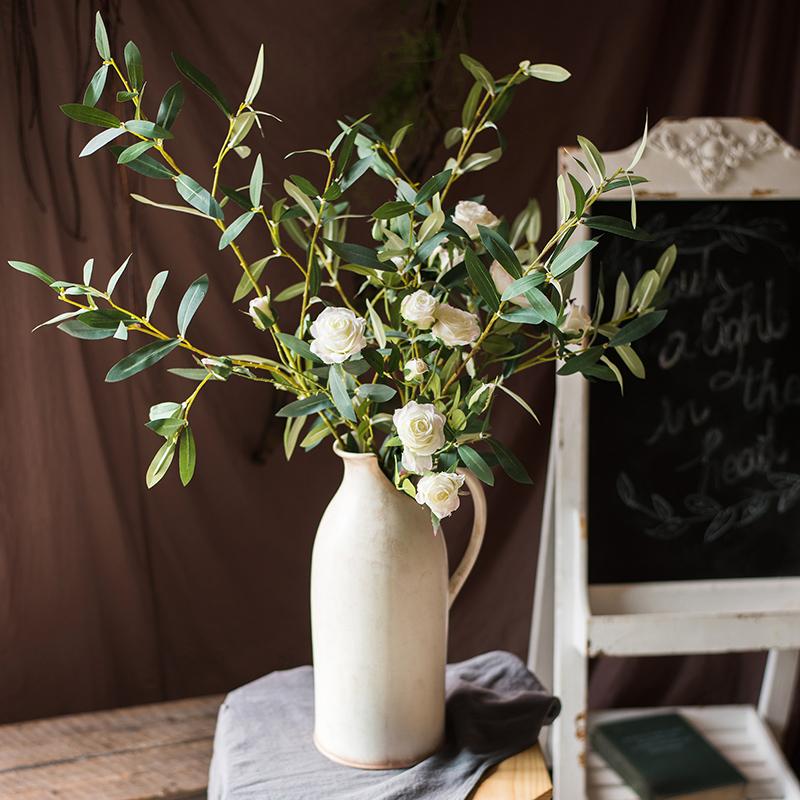 Artificial Green Olive Leaf Stem