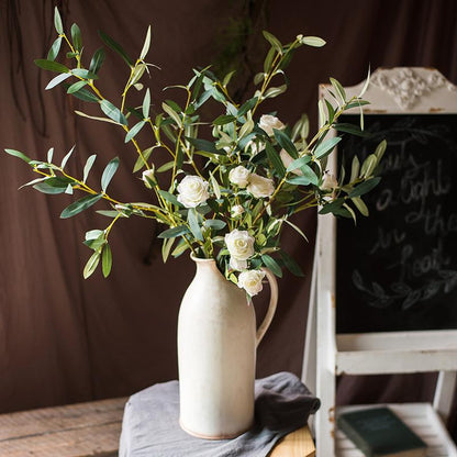 Artificial Green Olive Leaf Stem