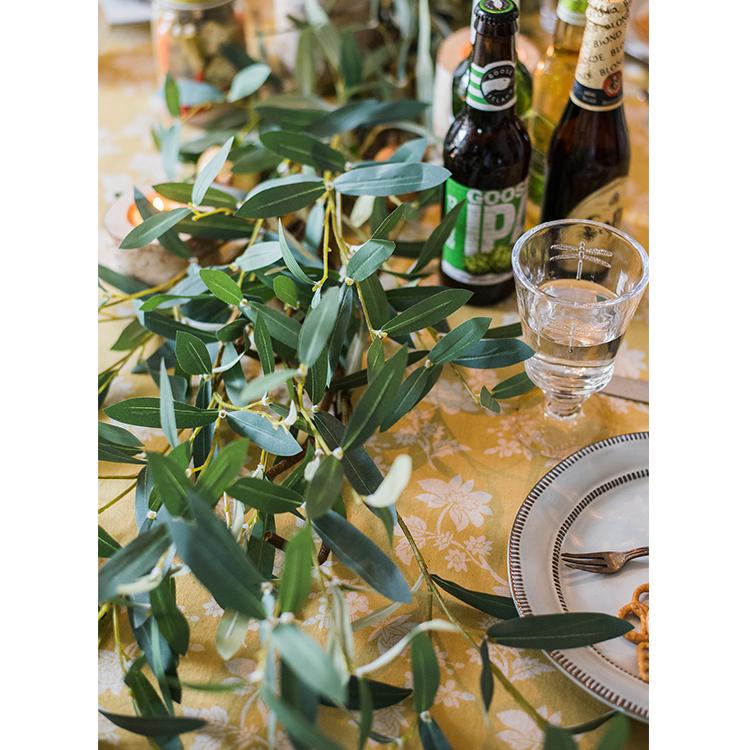 Artificial Green Olive Leaf Stem
