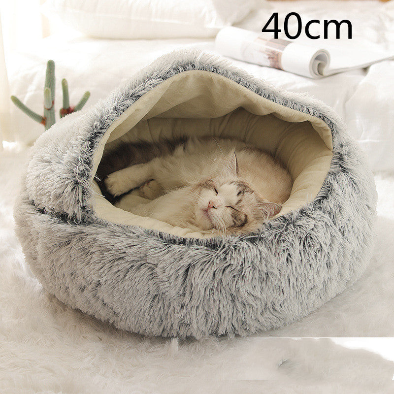 2 in 1 Dog and Cat Bed Pet Winter Bed Round Plush Warm Bed House Soft uncategorized / needs cleanup with nature-inspired artwork - product view 70