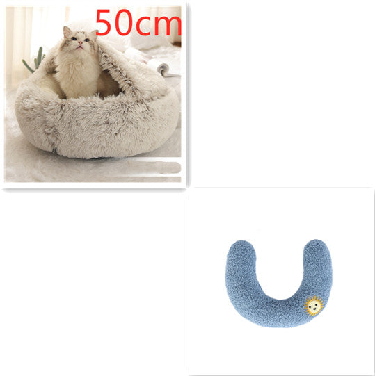 2 in 1 Dog and Cat Bed Pet Winter Bed Round Plush Warm Bed House Soft uncategorized / needs cleanup with nature-inspired artwork - product view 24