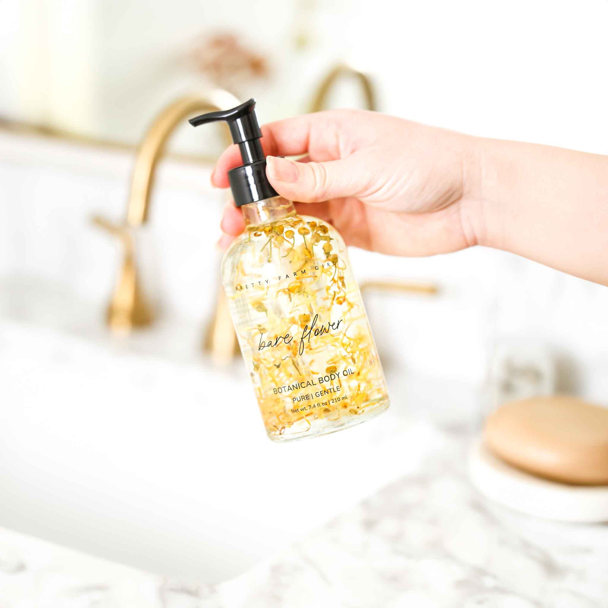 Bare Flower Natural Fragrance Free Body Oil health & beauty with nature-inspired artwork - product view 2