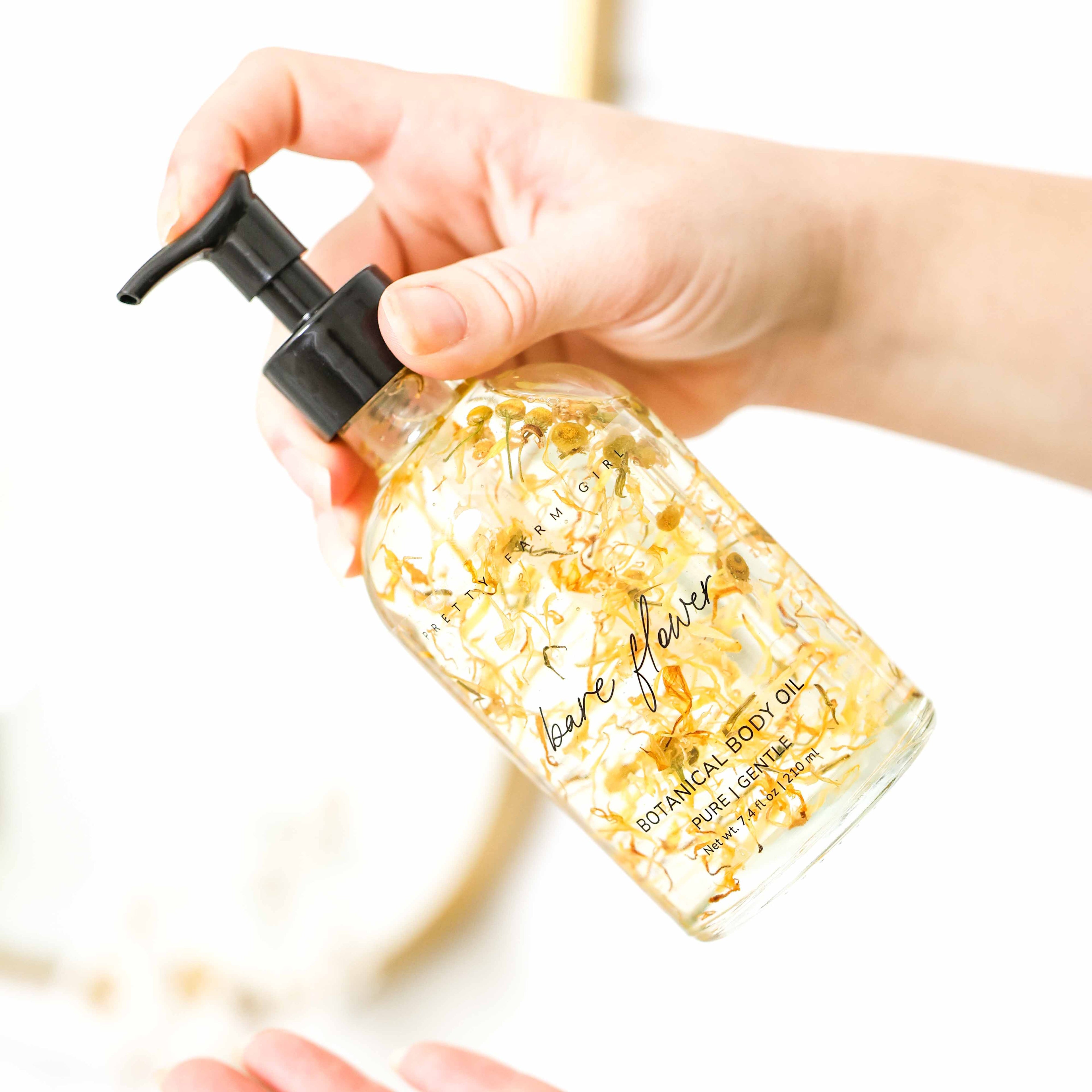 Bare Flower Natural Fragrance Free Body Oil health & beauty with nature-inspired artwork