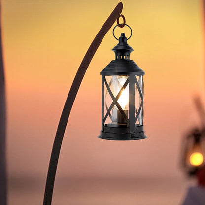 10''tall Battery Powered Metal Lamp with Hook (black) battery operated lamps with nature-inspired artwork - product view 4