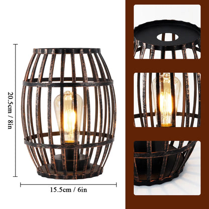 8"h Cordless Metal Wine Barrel Lamp(black Brushed Gold) battery operated lamps with nature-inspired artwork - product view 6