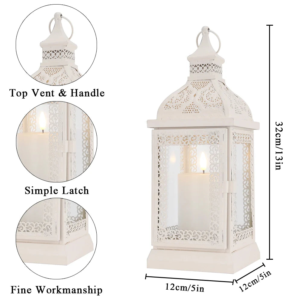 19'' High Decorative Hanging Lantern (cream) decorative candle lanterns with nature-inspired artwork - product view 6