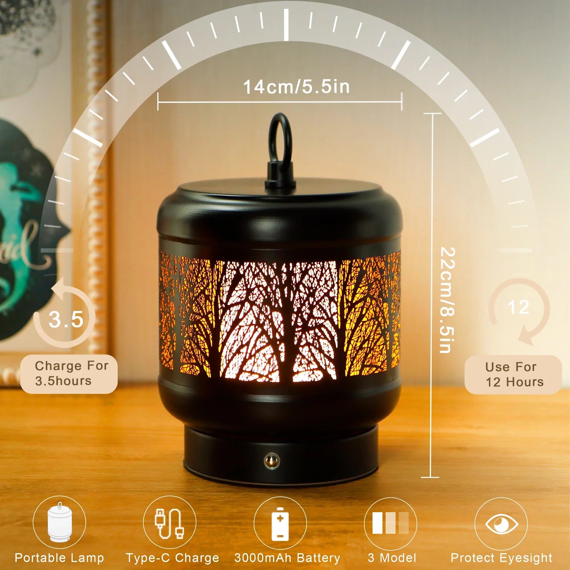 4000mah Rechargeable Battery Operated Desk Lamp uncategorized / needs cleanup with nature-inspired artwork - product view 6