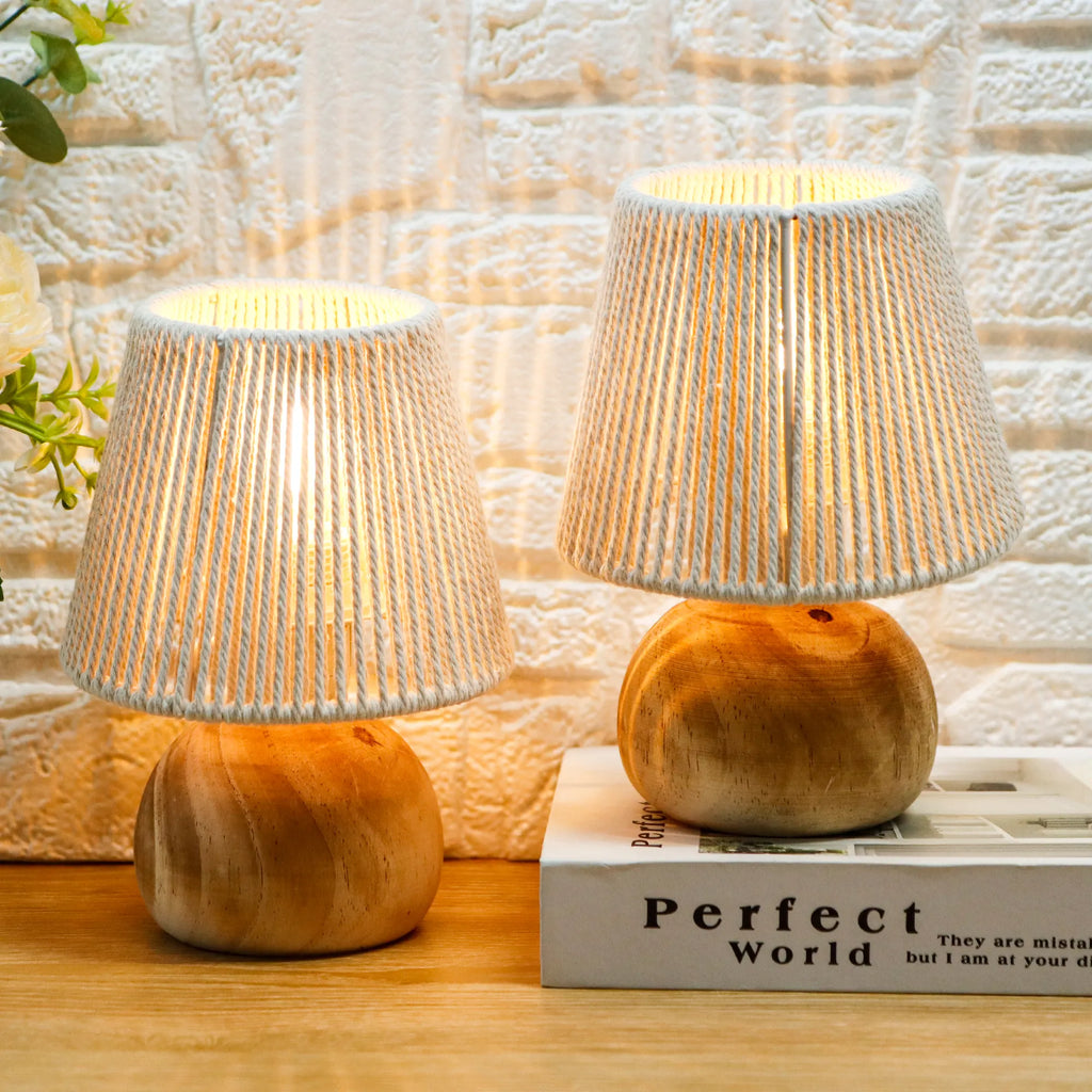 Set of 2 Woven Cotton Rope Table Lamp uncategorized / needs cleanup with nature-inspired artwork - product view 3