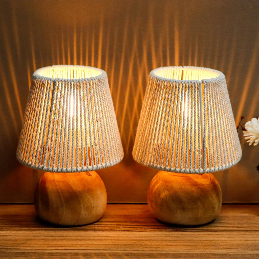 Set of 2 Woven Cotton Rope Table Lamp uncategorized / needs cleanup with nature-inspired artwork - product view 4