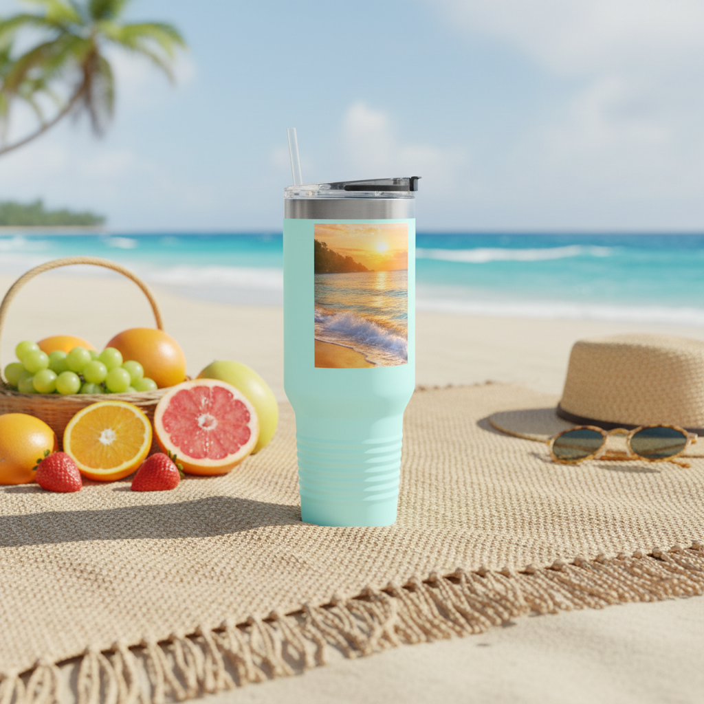 Beach mug picnic scene