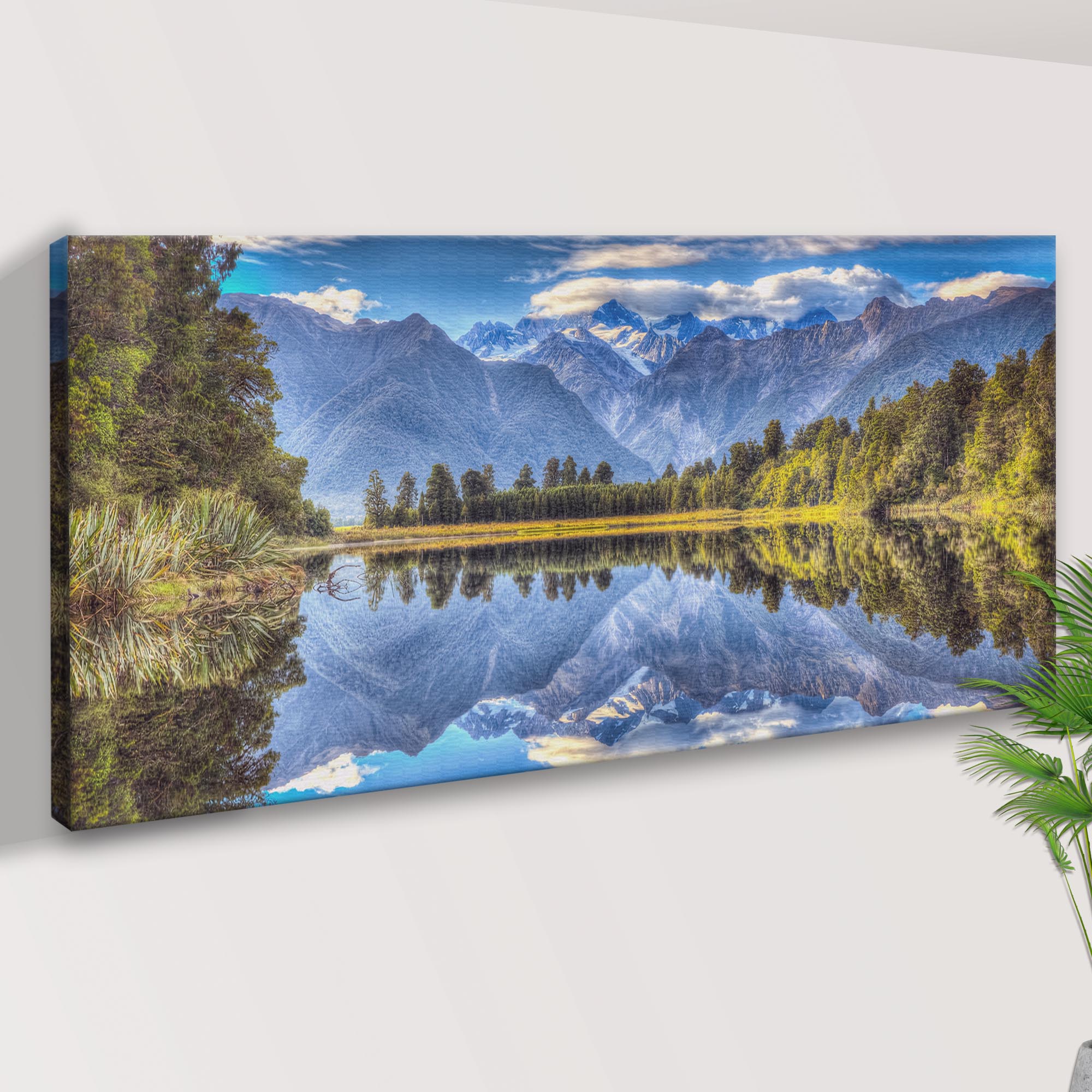 "mirror Lake", Lake Matheson Canvas wall art with nature-inspired artwork - product view 2