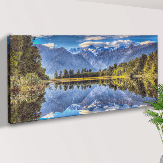 "mirror Lake", Lake Matheson Canvas wall art with nature-inspired artwork - product view 2