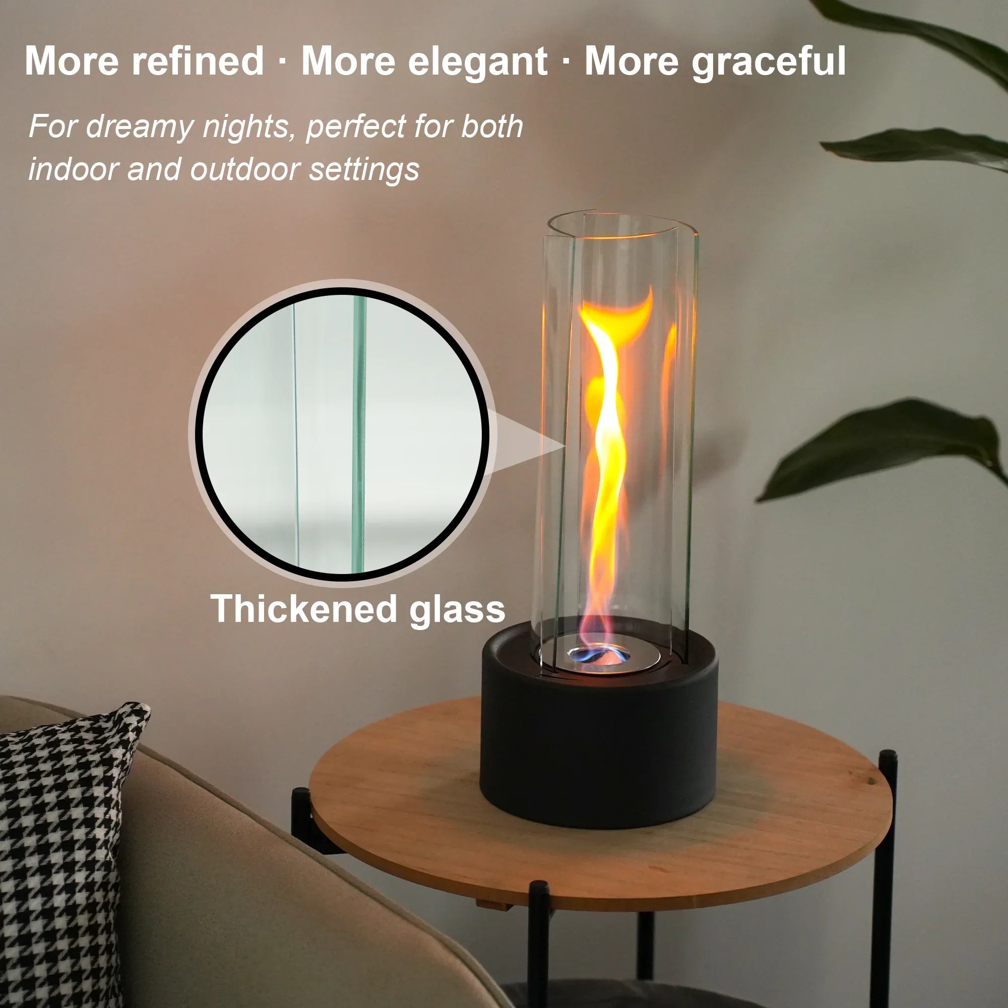 Cylindrical Bioethanol Vented uncategorized / needs cleanup with nature-inspired artwork - product view 3