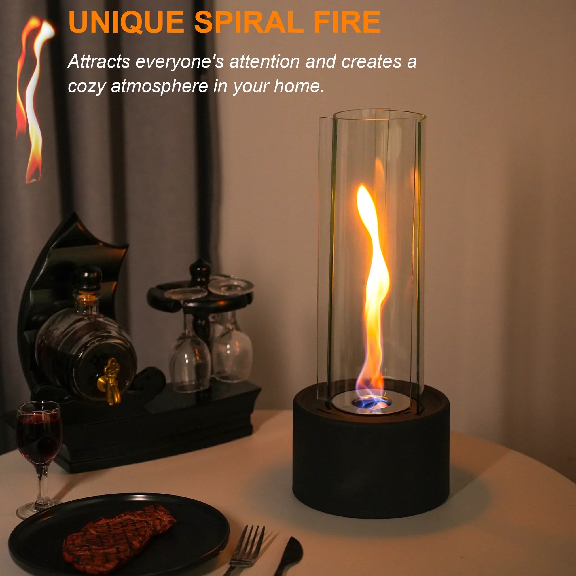 Cylindrical Bioethanol Vented uncategorized / needs cleanup with nature-inspired artwork - product view 4
