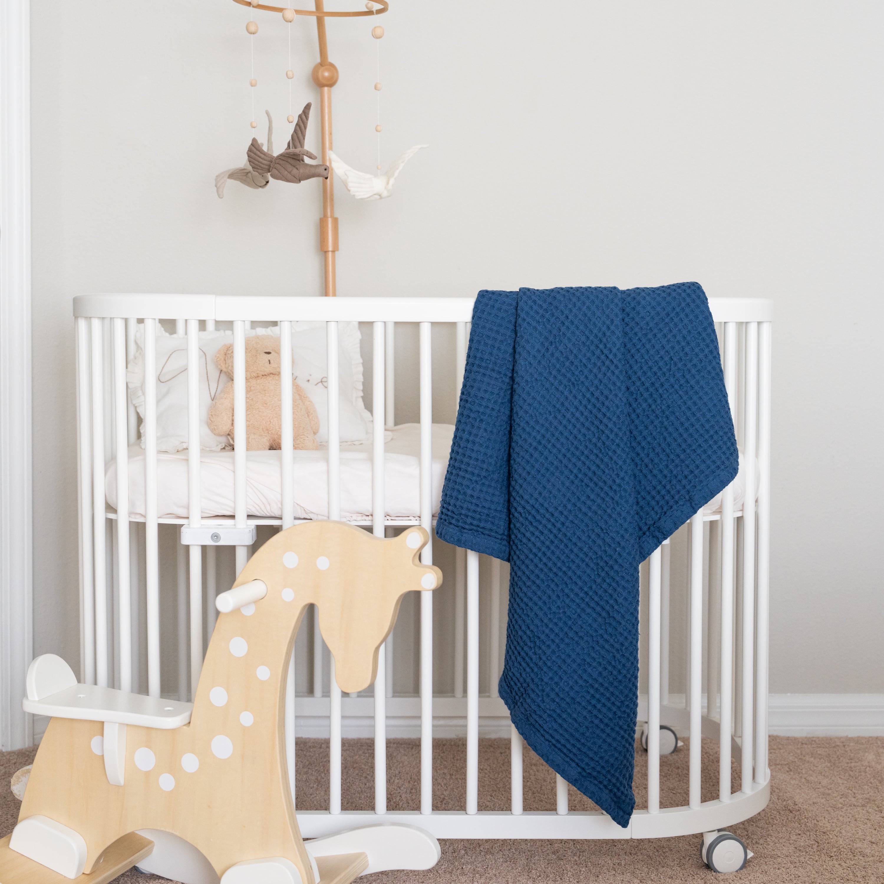 Waffle Baby Blanket home decor with nature-inspired artwork - product view 3