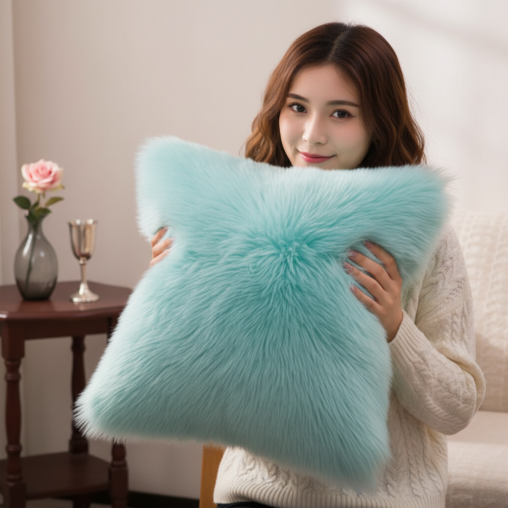 Throw with 450g Insert, Purple, Faux Fur, 16, Decorative Cushion – pillow cover with nature-inspired artwork - product view 16