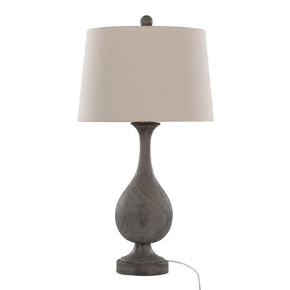 Gray or Dark Gray Rustic Farmhouse Faux Wood Table Lamps - Set of 2