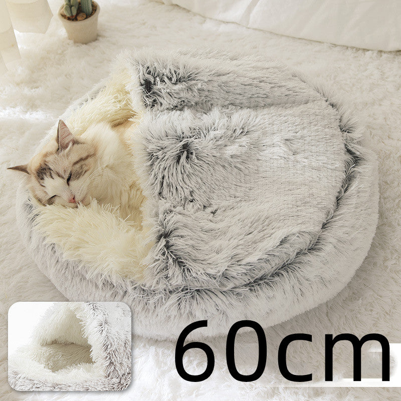 2 in 1 Dog and Cat Bed Pet Winter Bed Round Plush Warm Bed House Soft uncategorized / needs cleanup with nature-inspired artwork - product view 84