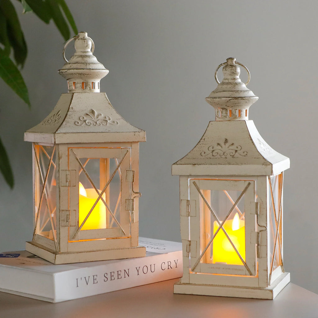 Set of 2 11''high Decorative Candle Lantern decorative candle lanterns with nature-inspired artwork - product view 5