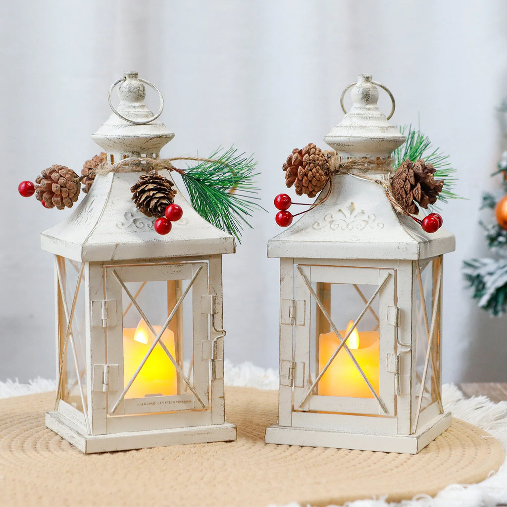 Set of 2 11''high Decorative Candle Lantern decorative candle lanterns with nature-inspired artwork - product view 6