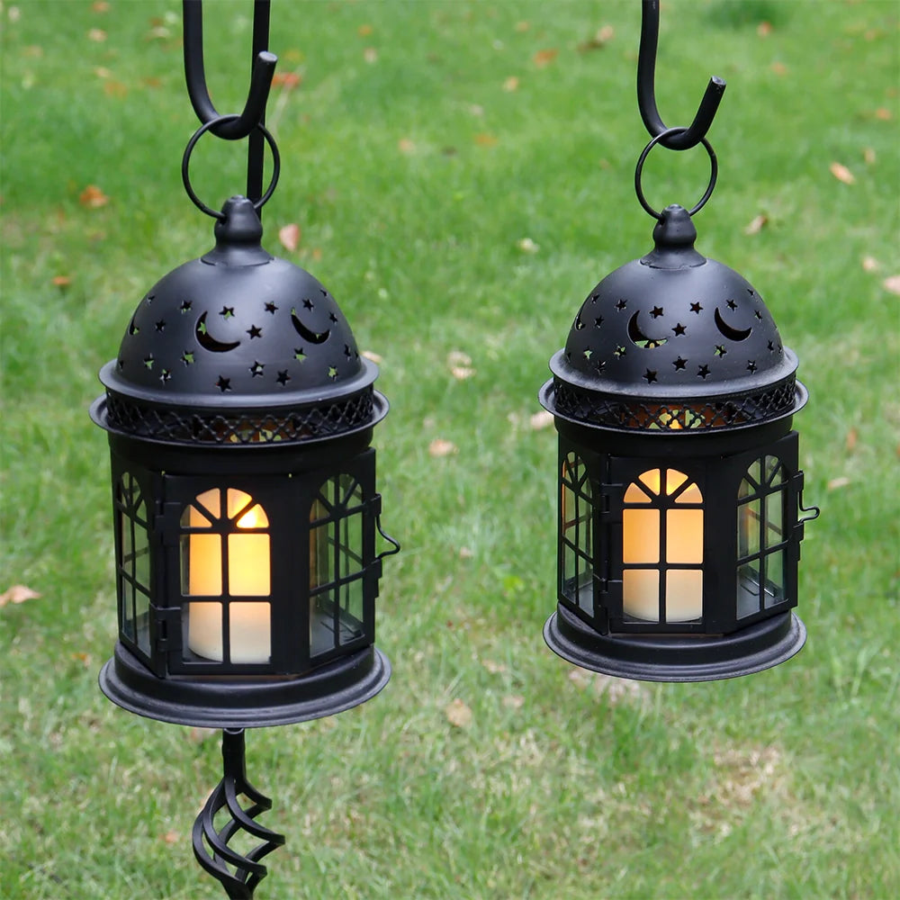 8.5 Inch High Decorative Lanterns ( Set of 2 ) decorative candle lanterns with nature-inspired artwork - product view 16