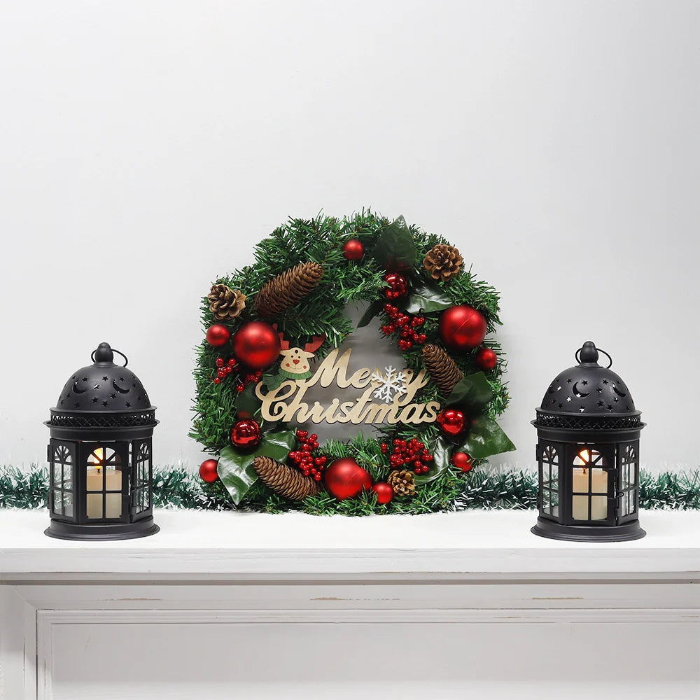 8.5 Inch High Decorative Lanterns ( Set of 2 ) decorative candle lanterns with nature-inspired artwork - product view 15