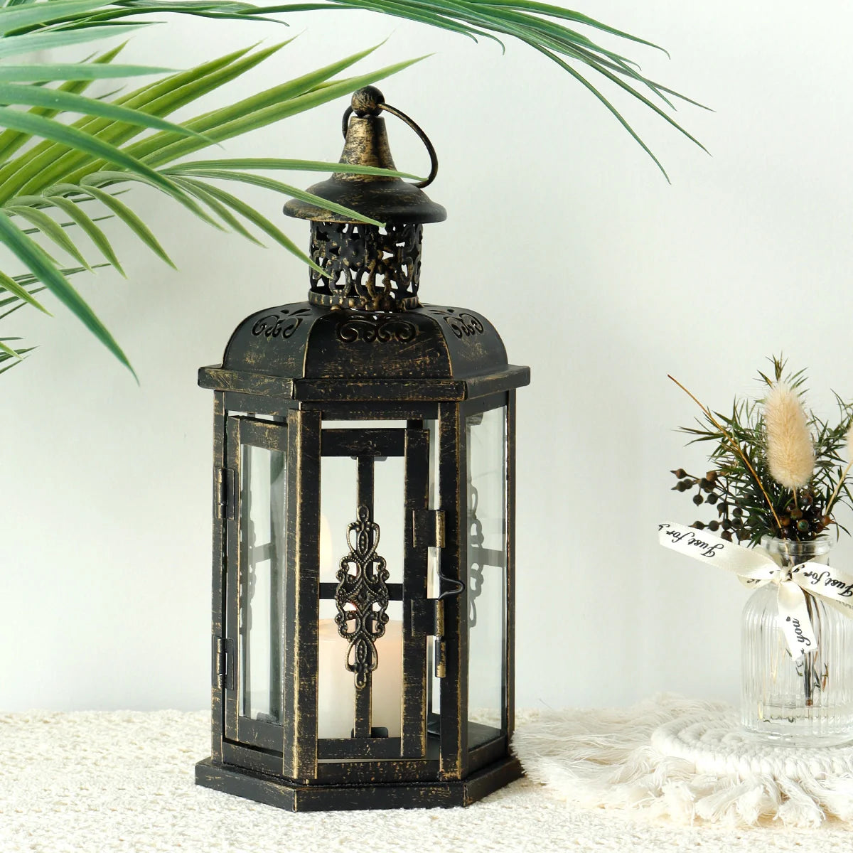 10inch High Decorative Candle Lantern decorative candle lanterns with nature-inspired artwork - product view 2