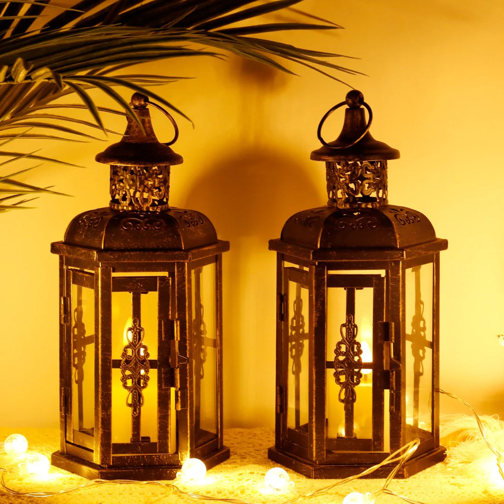 10inch High Decorative Candle Lantern decorative candle lanterns with nature-inspired artwork - product view 3