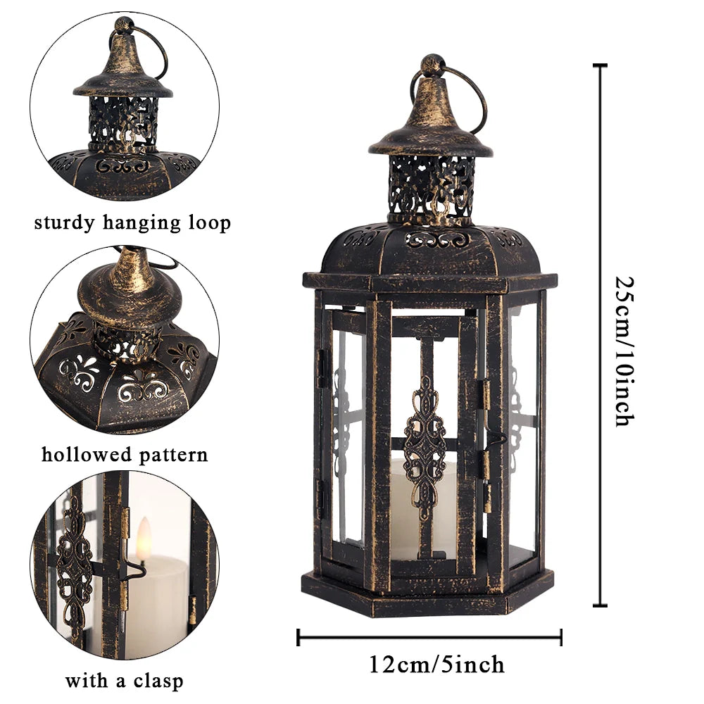 10inch High Decorative Candle Lantern decorative candle lanterns with nature-inspired artwork - product view 6