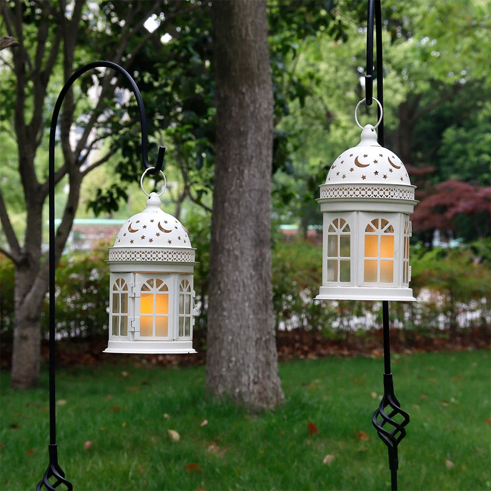 8.5 Inch High Decorative Lanterns ( Set of 2 ) decorative candle lanterns with nature-inspired artwork - product view 5