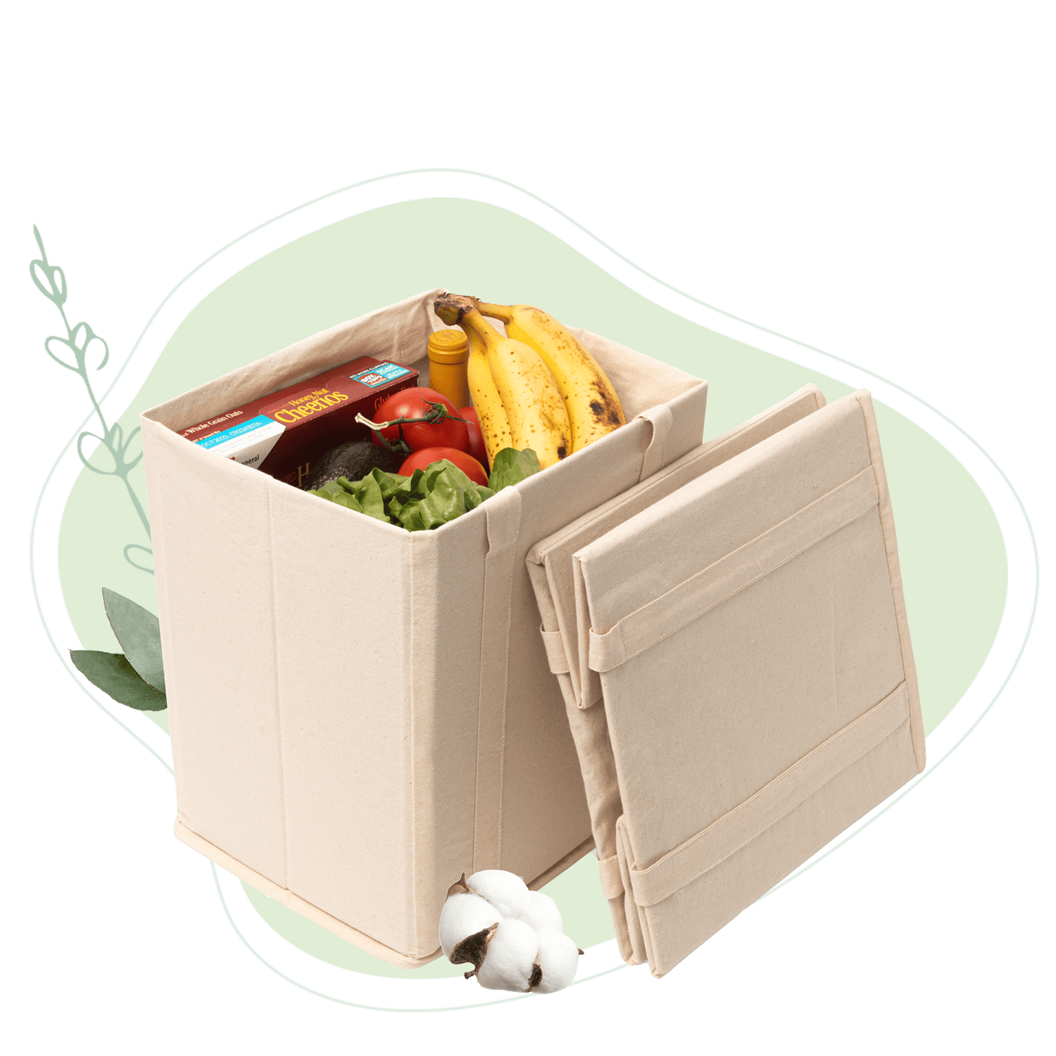 Collapsible Grocery Shopping Bags household storage bags with nature-inspired artwork