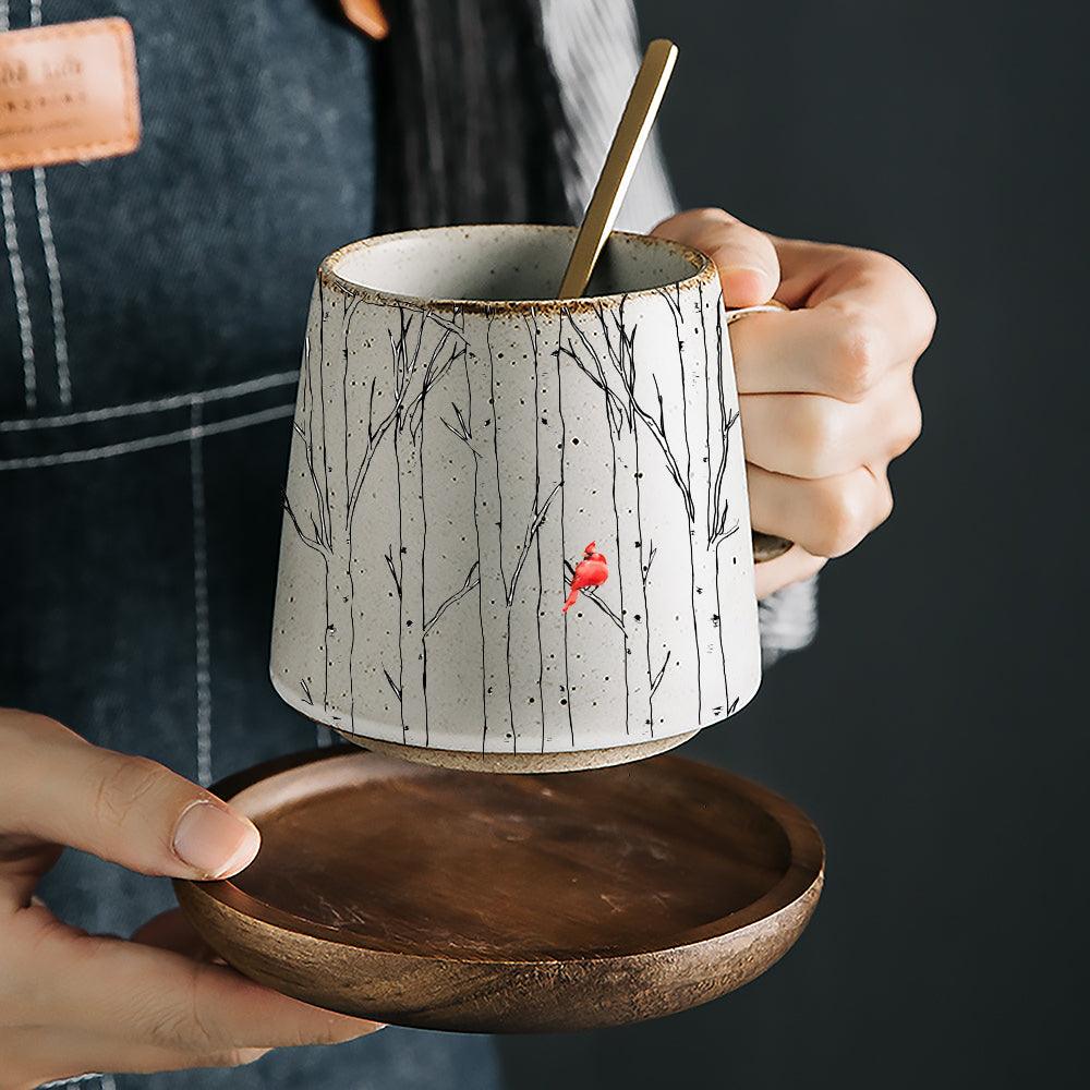 Cardinal in the Grove ceramic mug with nature-inspired artwork - product view 2