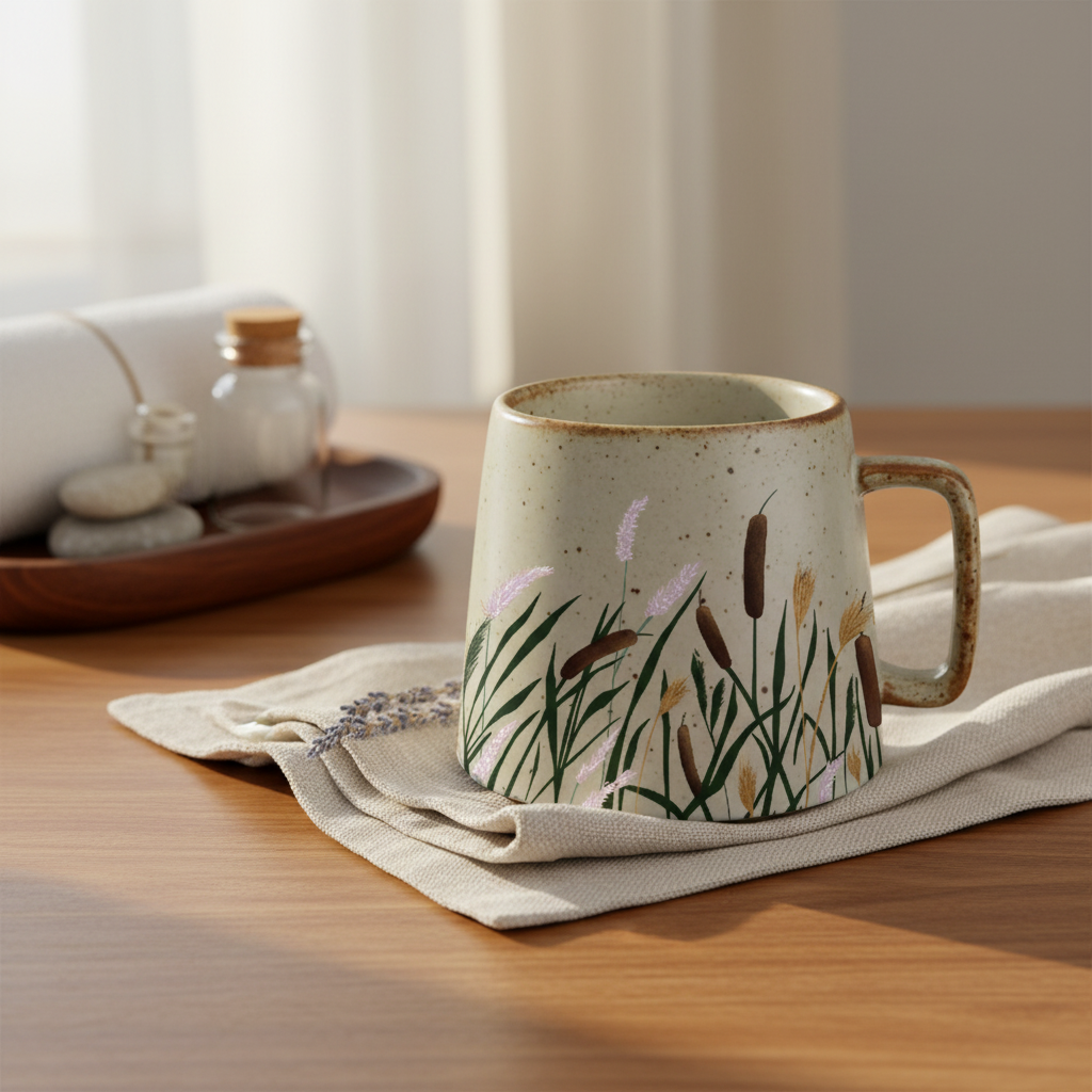 Cattail Marsh Ceramic Mug Lifestyle Mockup