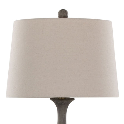Gray or Dark Gray Rustic Farmhouse Faux Wood Table Lamps - Set of 2