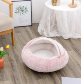 2 in 1 Dog and Cat Bed Pet Winter Bed Round Plush Warm Bed House Soft uncategorized / needs cleanup with nature-inspired artwork - product view 63