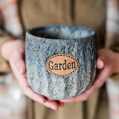 Small Gray Cement Planter, 3.9 Inches High