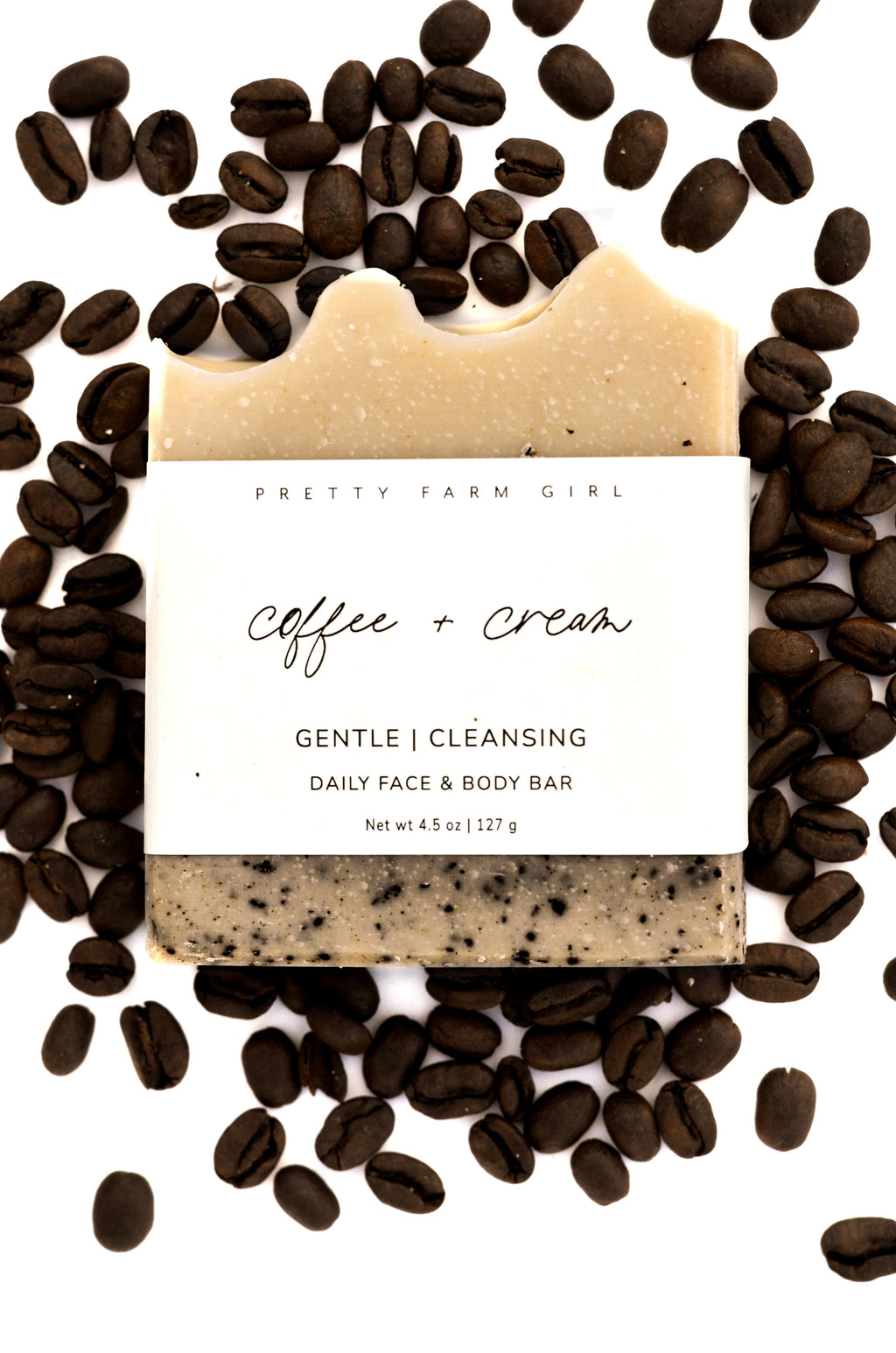 Coffee + Cream Handmade Tallow and Goat Milk Soap Bar bar soap with nature-inspired artwork - product view 2
