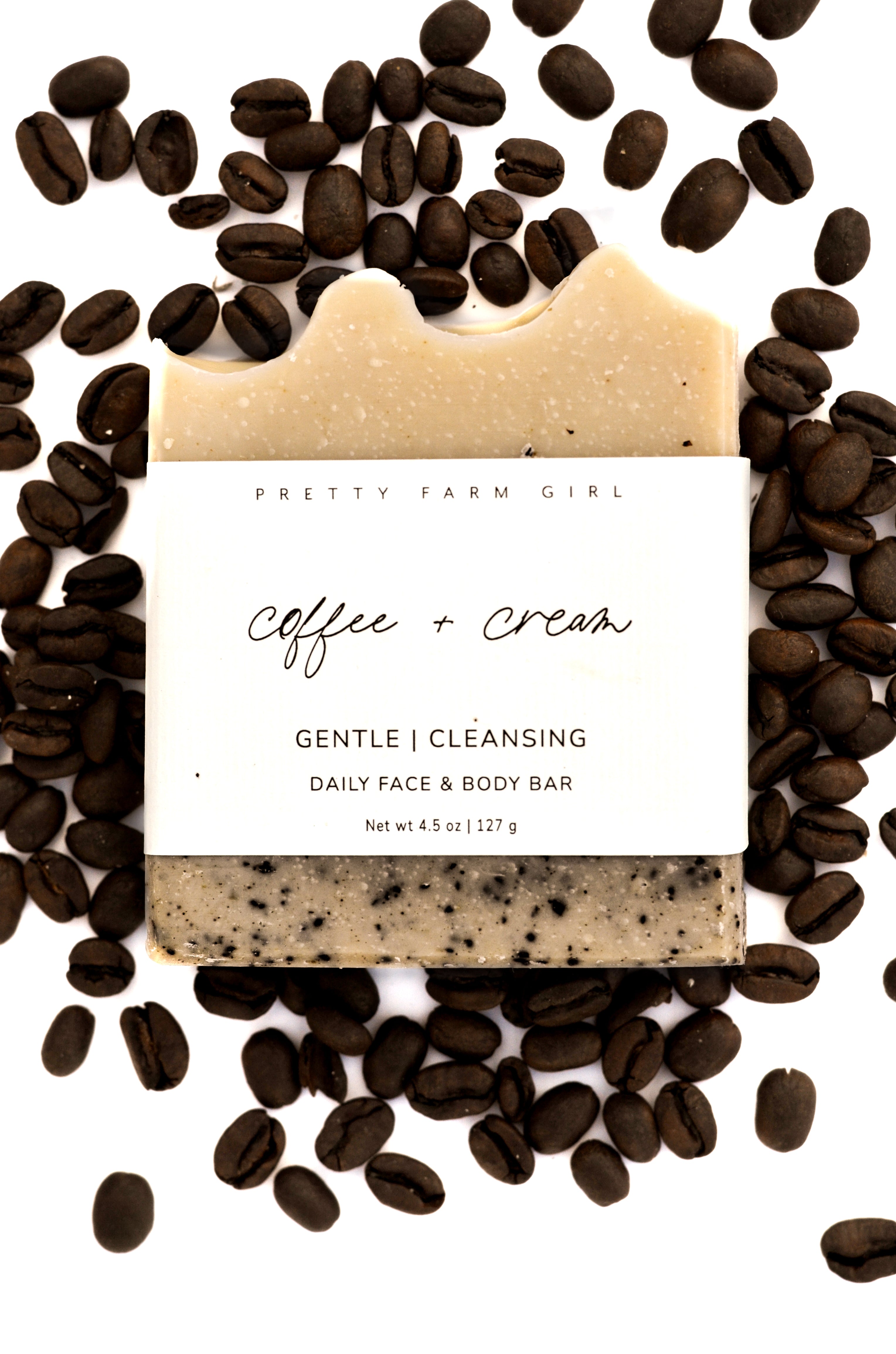 Coffee + Cream Handmade Tallow and Goat Milk Soap Bar bar soap with nature-inspired artwork - product view 2