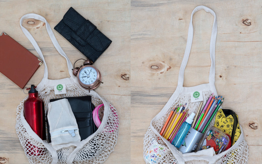 Mesh Shopping Bag beach totes with nature-inspired artwork - product view 4