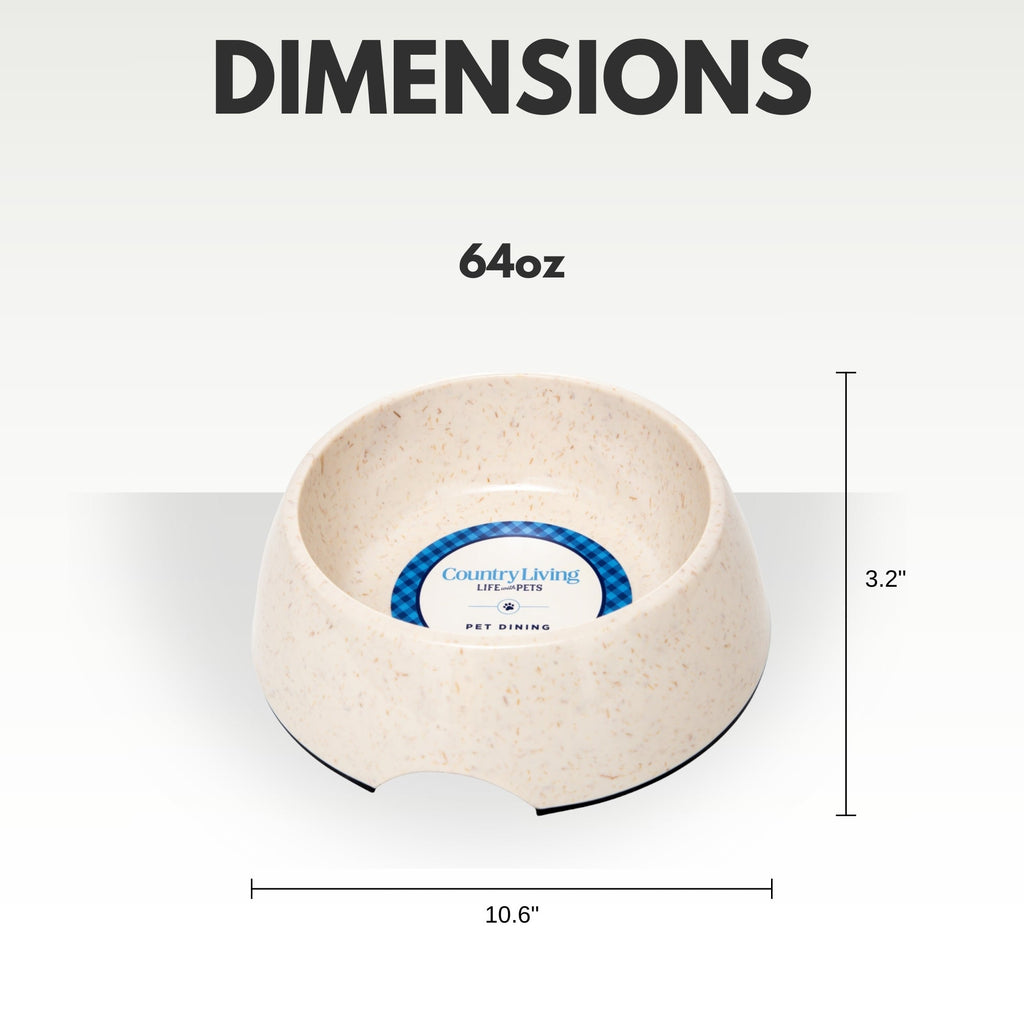 Country Living Set of 2 Natural Fiber Dog Bowls – White Swan bamboo bowls with nature-inspired artwork - product view 7