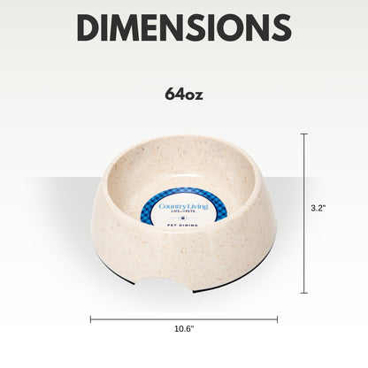 Country Living Set of 2 Natural Fiber Dog Bowls – White Swan bamboo bowls with nature-inspired artwork - product view 7