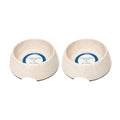 Country Living Set of 2 Natural Fiber Dog Bowls – White Swan bamboo bowls with nature-inspired artwork