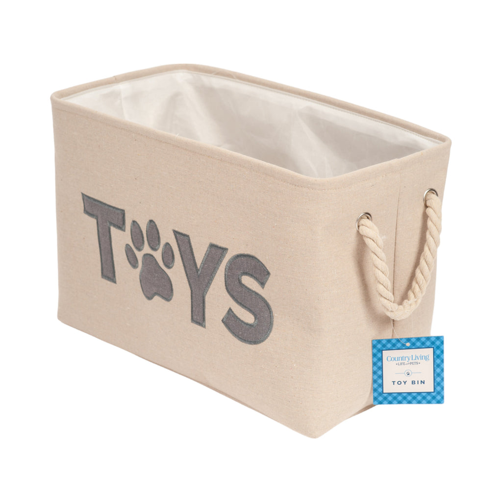 Country Living Foldable Fabric Dog Toy Storage Bin containers with nature-inspired artwork