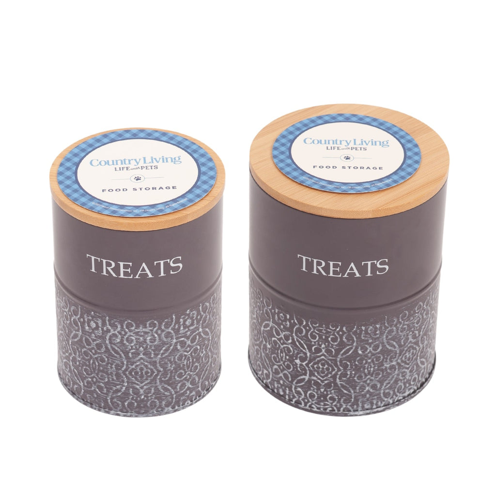 Country Living Dog Treat Canisters containers with nature-inspired artwork